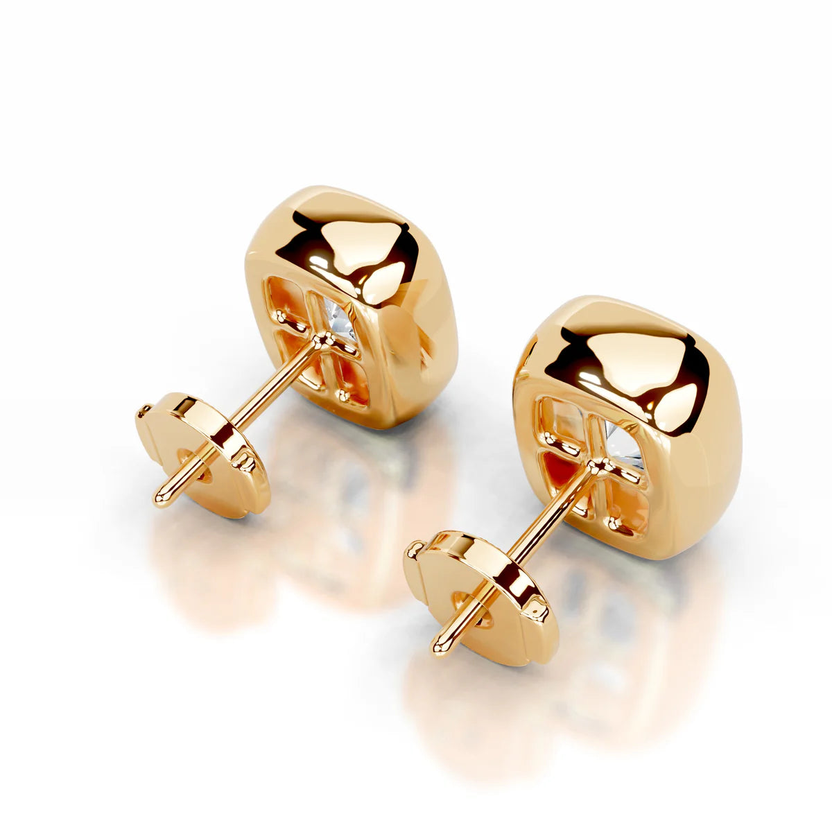 Yellow :: sustainable cushion lab grown diamond earrings eco friendly jewelry gift
