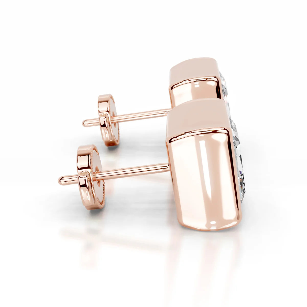 Rose :: luxury princess cut lab diamond earrings detailed sparkle view