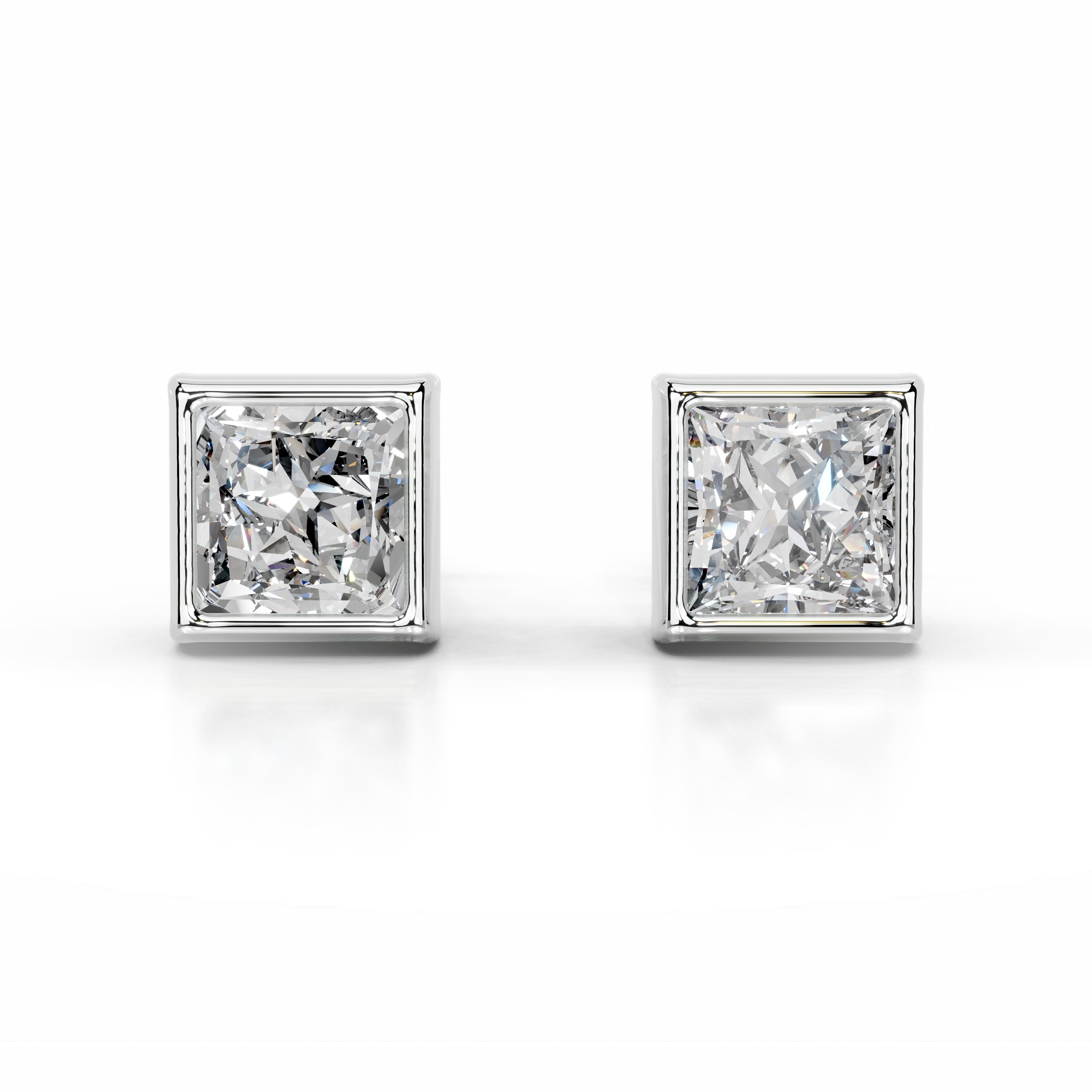 White :: princess cut lab grown diamond stud earrings IGI certified elegant design