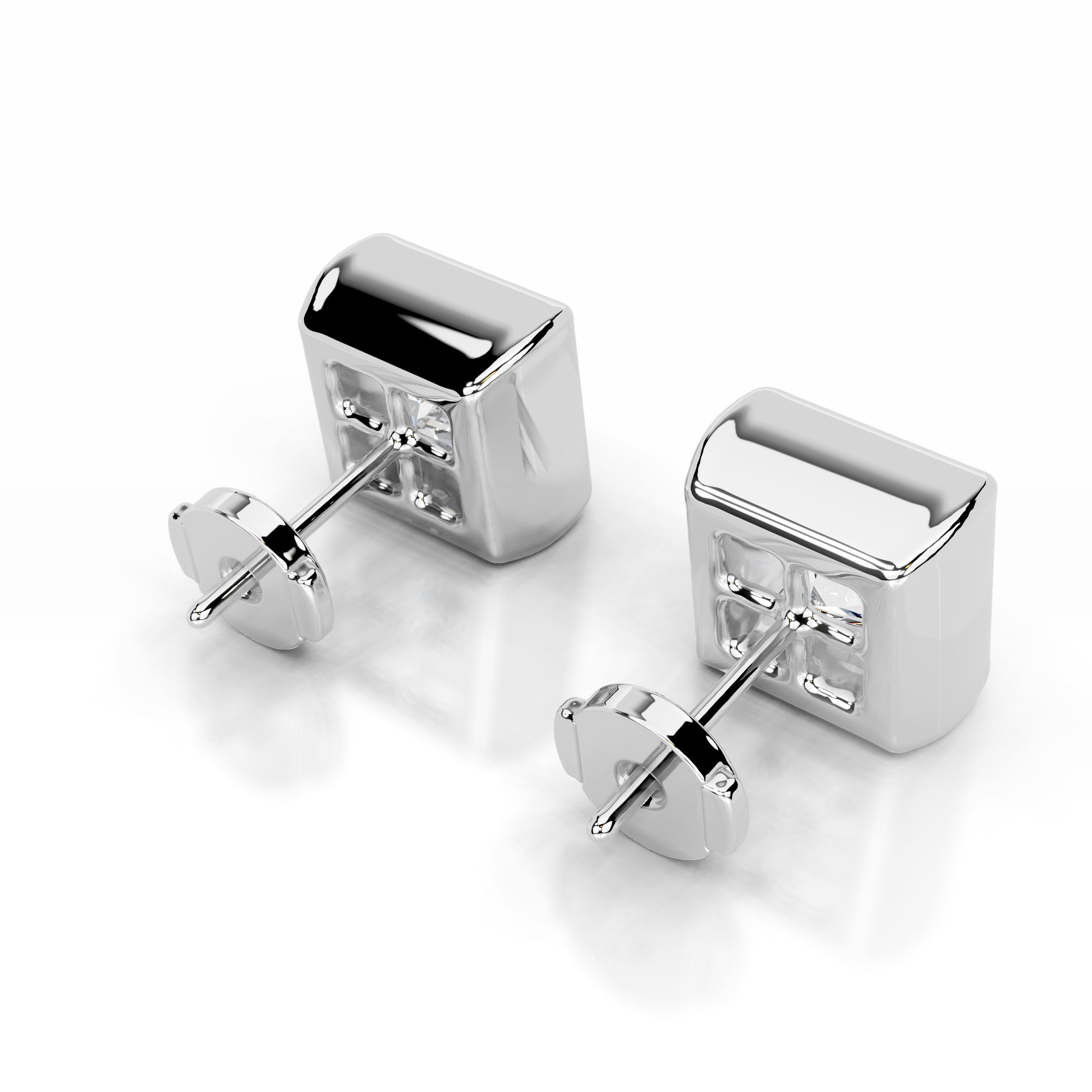 White :: princess cut lab diamond earrings square shape fine jewelry for women