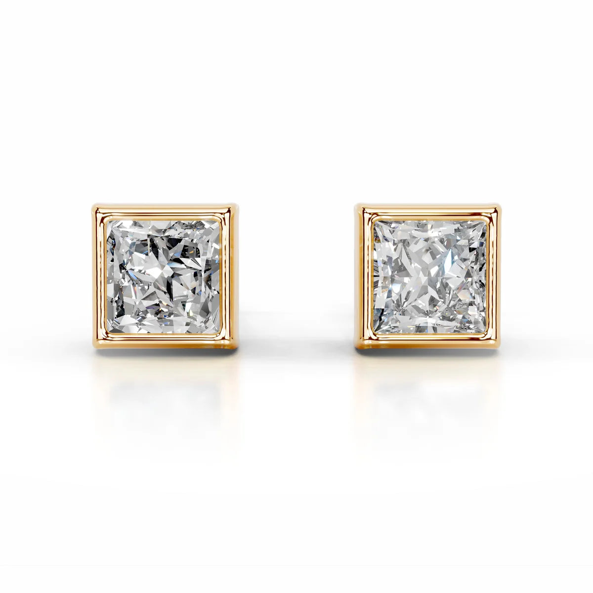 Yellow :: premium princess cut lab grown diamond earrings brilliant sparkle