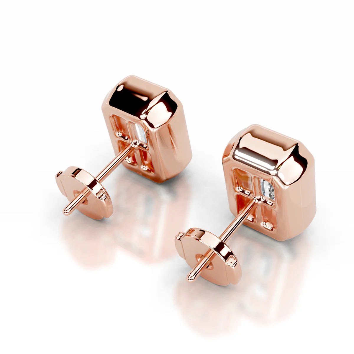Rose :: emerald diamond studs IGI certified lab grown elegant jewelry