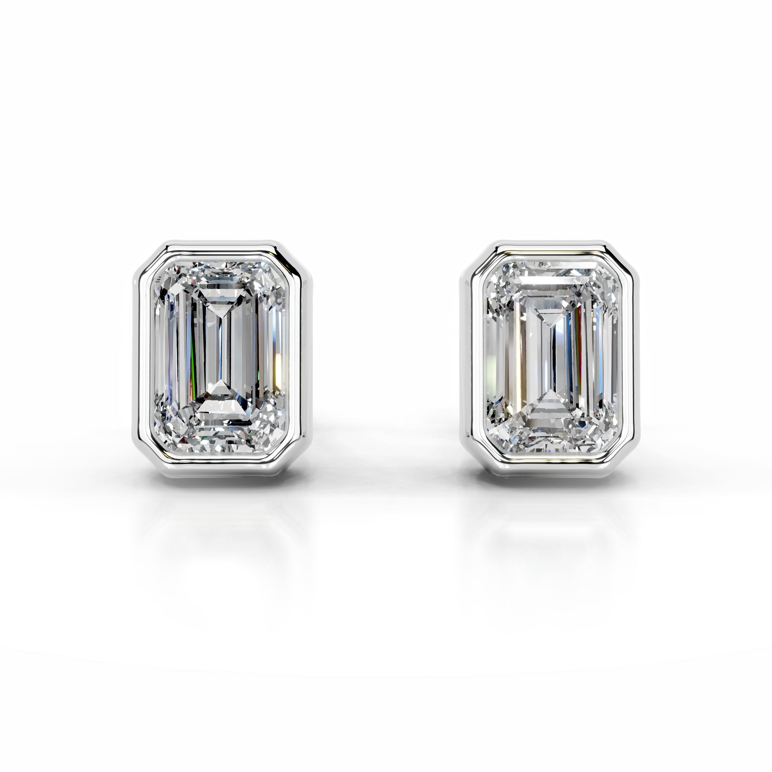 White :: emerald cut lab grown diamond stud earrings IGI certified elegant design