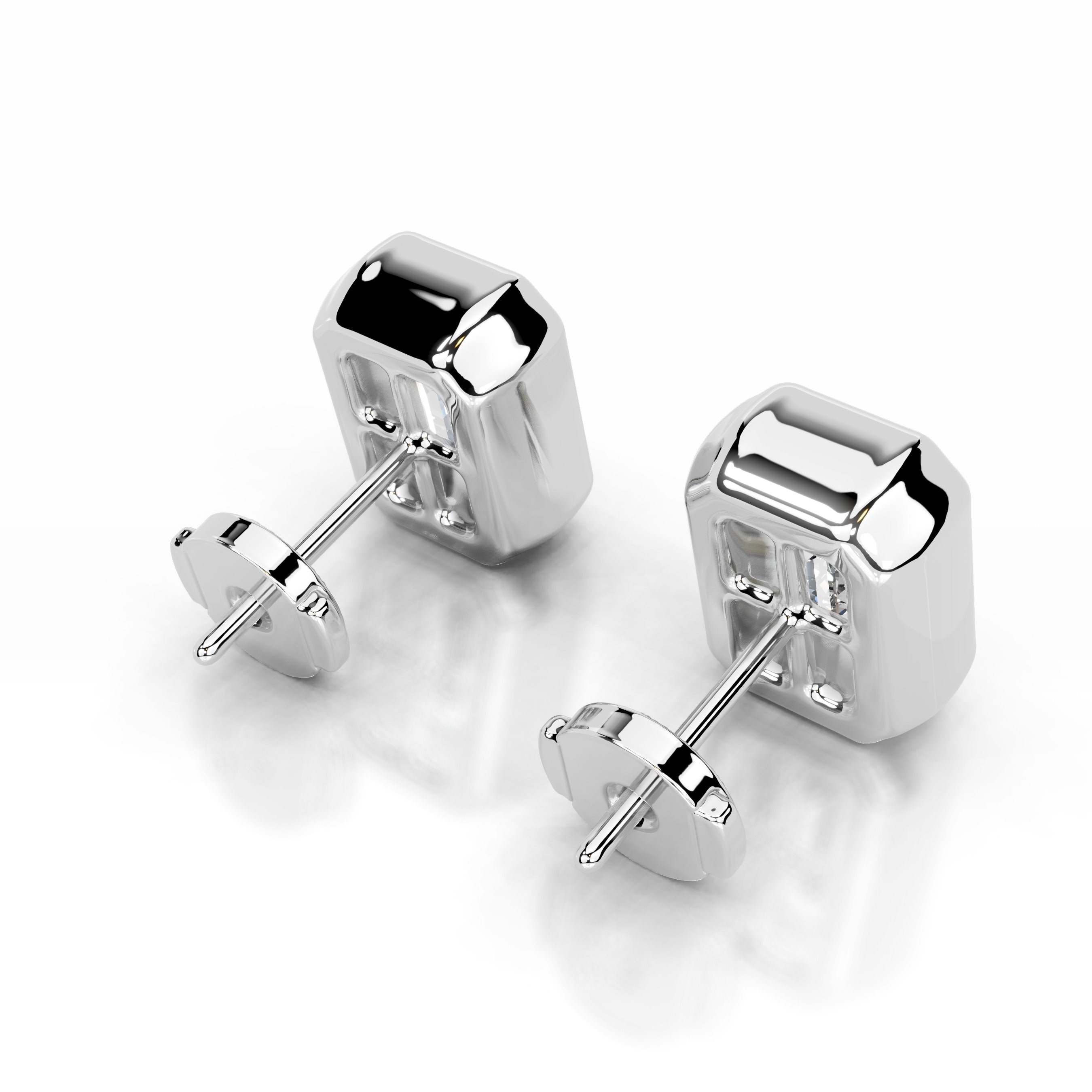White :: emerald cut lab diamond earrings step cut fine jewelry for women