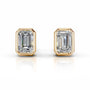 Yellow :: emerald cut diamond stud earrings minimalist luxury everyday wear