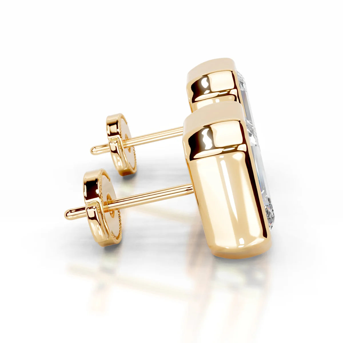 Yellow :: elegant emerald diamond earrings IGI certified lab grown studs