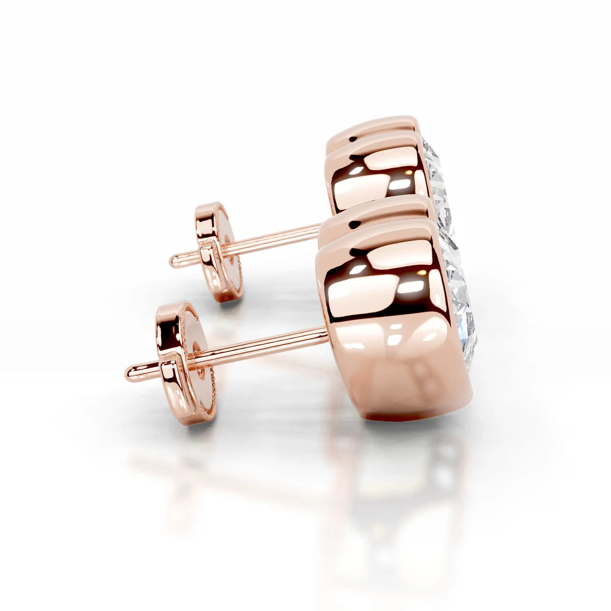 Rose :: elegant heart diamond earrings IGI certified lab grown studs