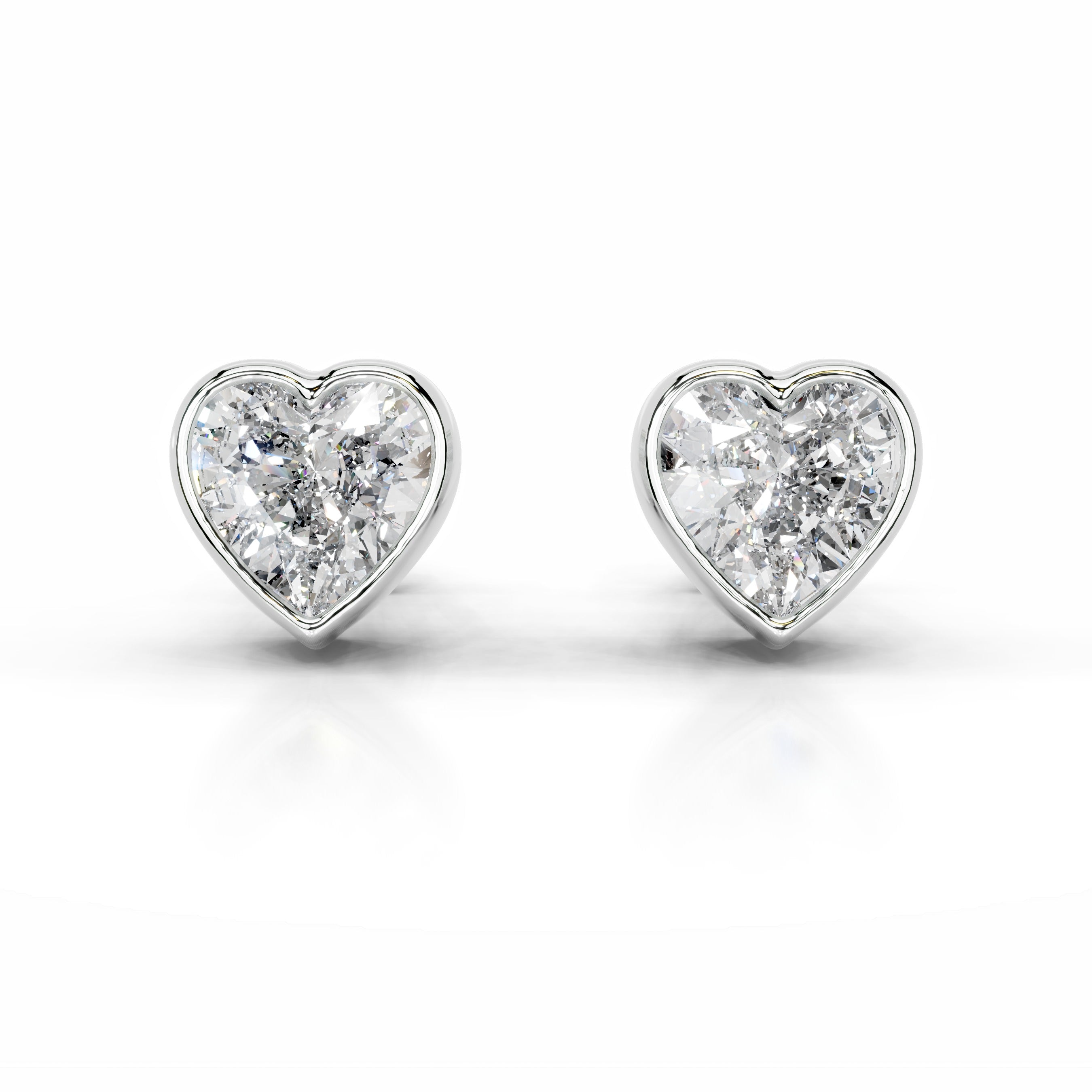 White :: heart shape lab grown diamond stud earrings IGI certified diamonds elegant design