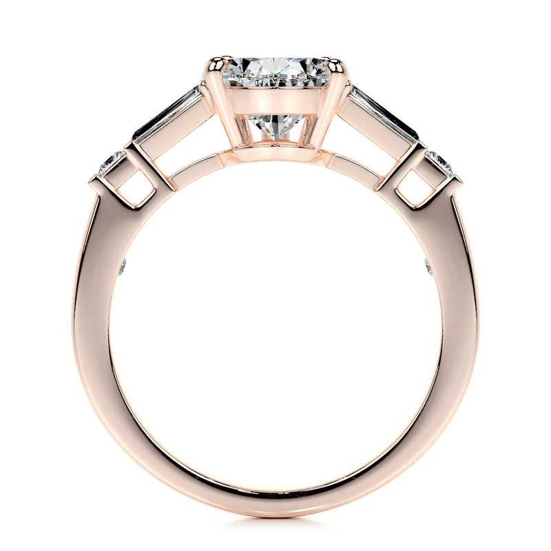 Rose :: luxury pear lab diamond three stone engagement ring white gold design