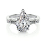 White :: Calvoria pear lab grown diamond three stone ring IGI certified engagement ring