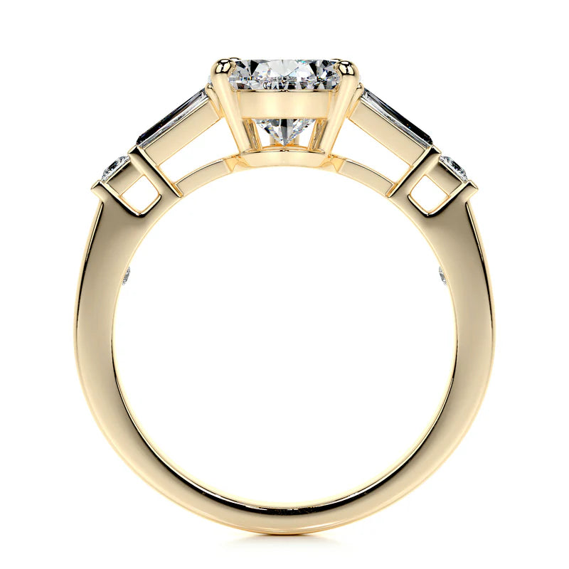 Yellow :: fine jewelry pear cut three stone lab grown diamond ring women engagement