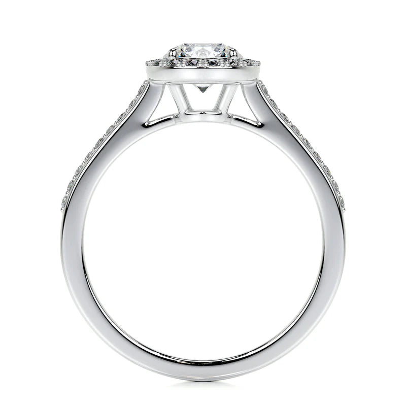 Common :: IGI certified round lab diamond halo engagement ring luxury bridal ring