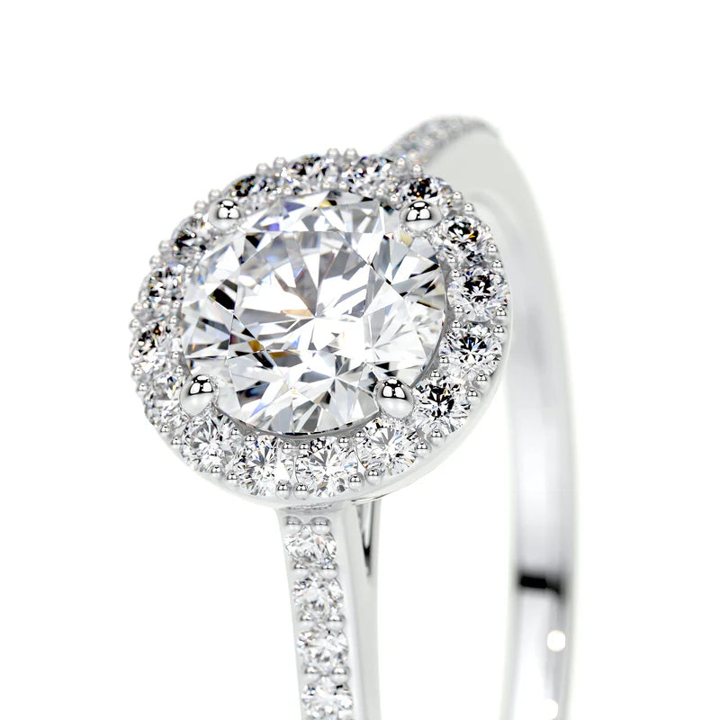 Common :: Aravellea round cut halo engagement ring lab grown diamond elegant design