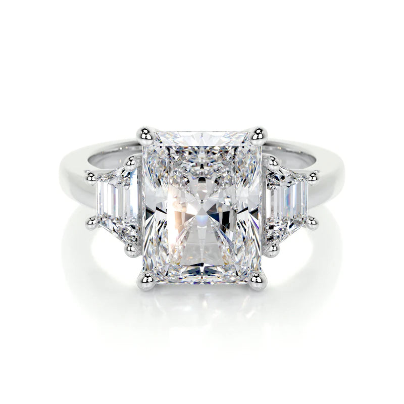 common :: Zenvique radiant lab grown diamond three stone ring IGI certified engagement ring
