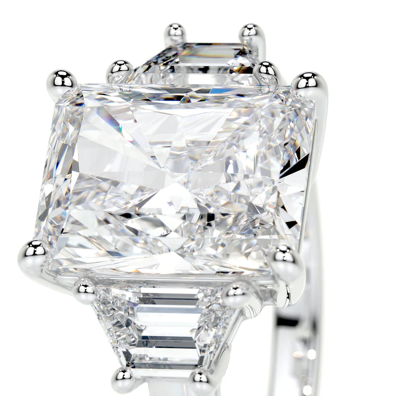 common :: radiant three stone lab grown diamond engagement ring luxury wedding ring