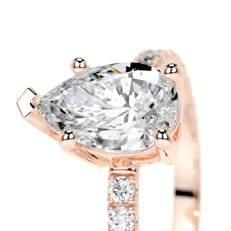 Rose :: premium pear lab diamond engagement ring IGI certified luxury ring