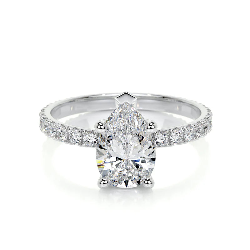 White :: Zenmora pear lab grown diamond engagement ring IGI certified