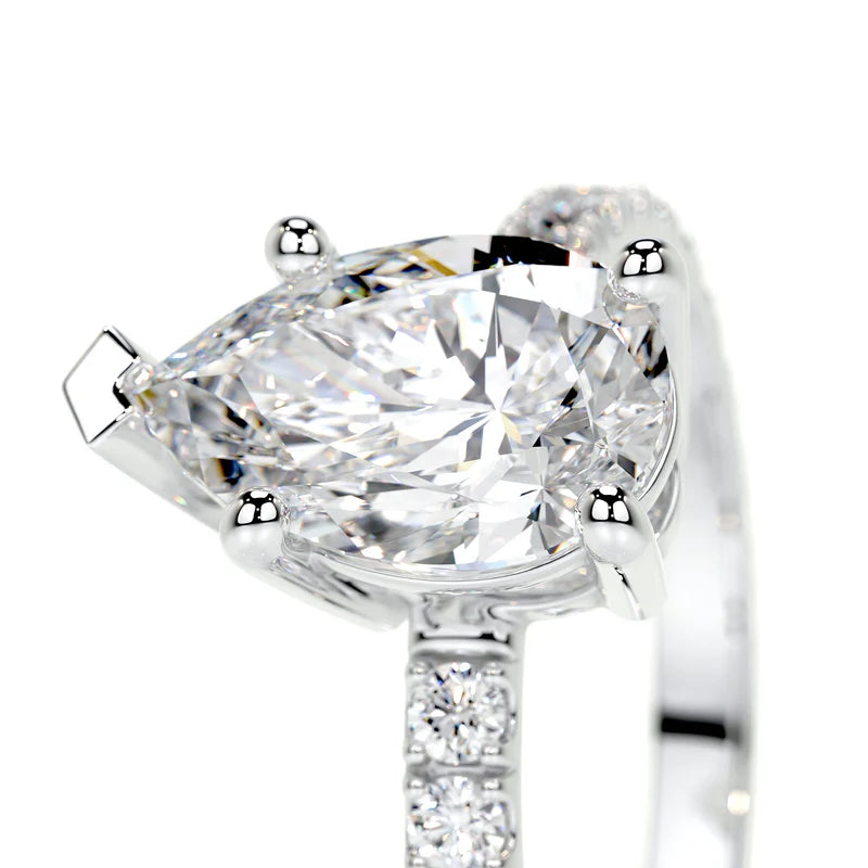 White :: Zenmora pear cut lab grown diamond ring luxury engagement design