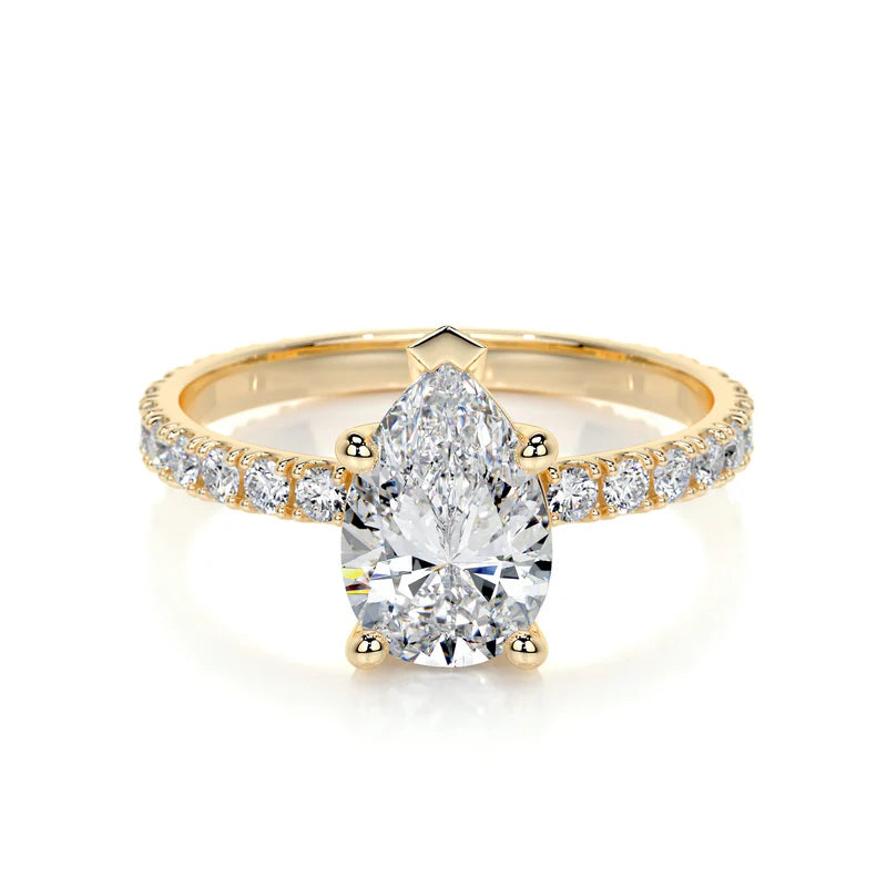 Yellow :: elegant pear cut lab grown diamond ring timeless engagement design