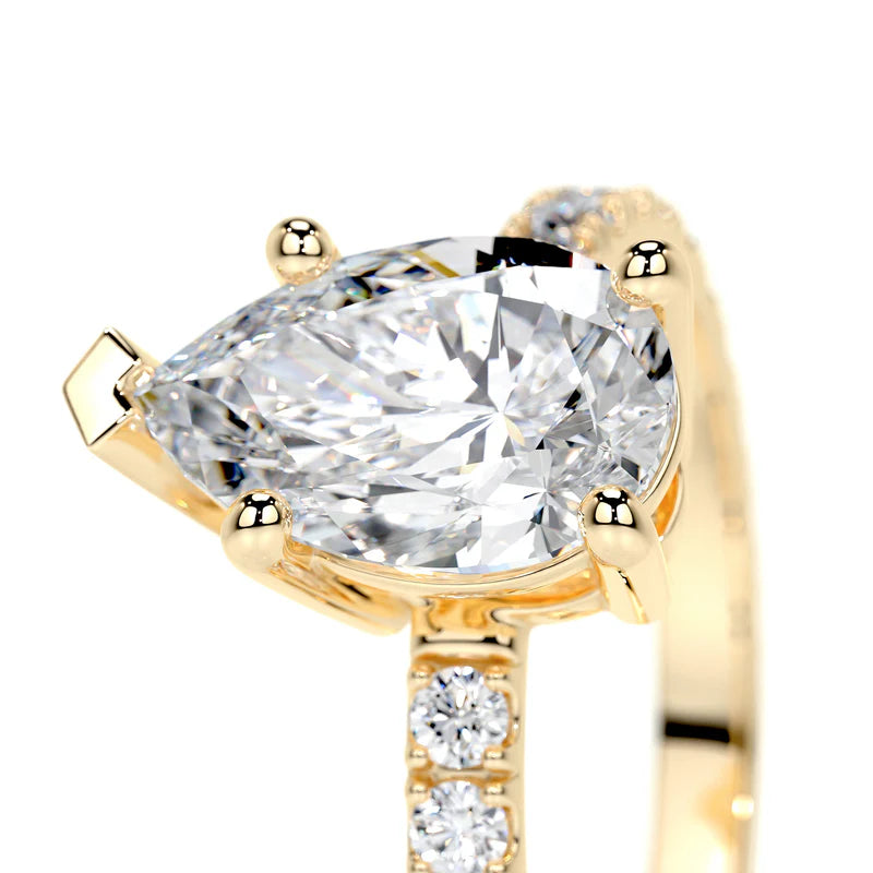 Yellow :: women’s pear cut lab diamond engagement ring white gold band