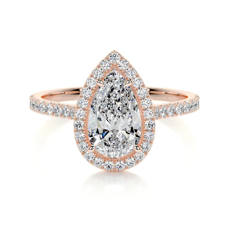 Rose :: luxury pear lab diamond halo engagement ring fine jewelry bridal ring