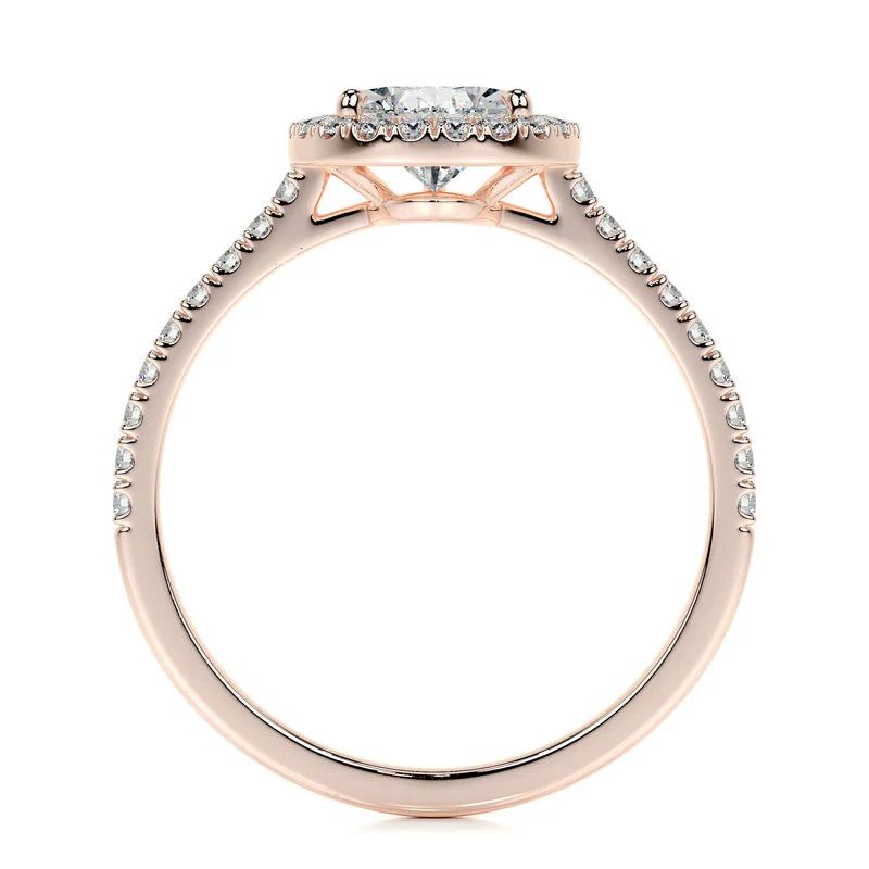 Rose :: modern pear halo lab grown diamond engagement ring bridal jewelry