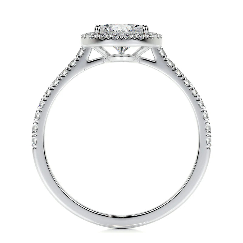 White :: IGI certified pear lab diamond halo engagement ring elegant fine jewelry