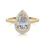 Yellow :: elegant pear cut halo lab grown diamond ring timeless engagement design