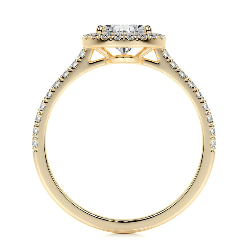 Yellow :: fine jewelry pear lab grown diamond halo engagement ring women ring