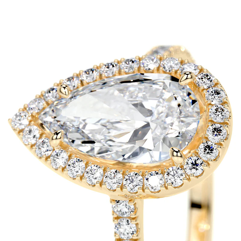 Yellow :: luxury Zenvoriax pear lab diamond halo engagement ring bridal