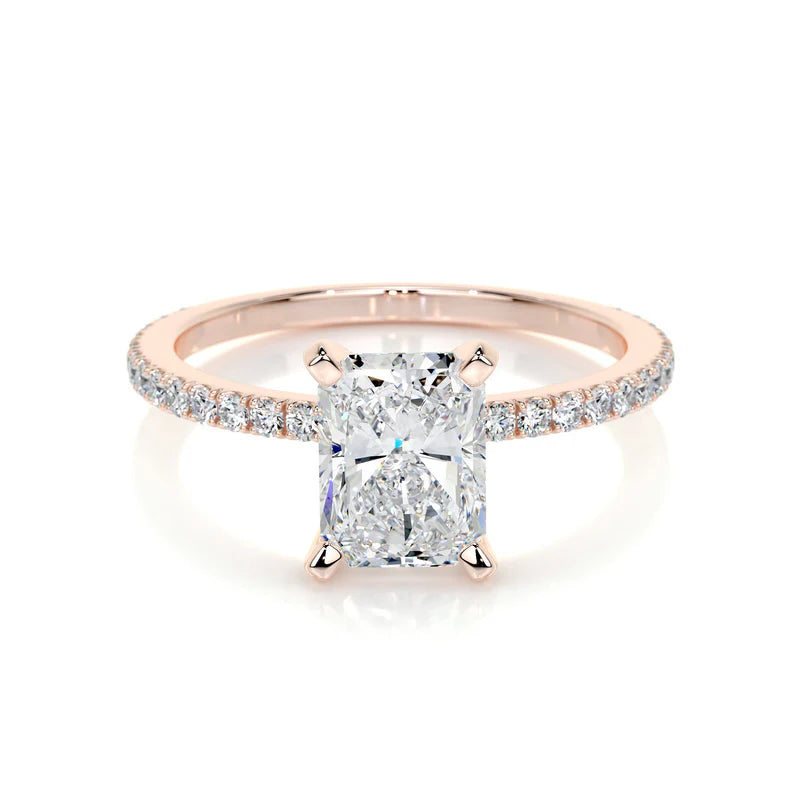 Rose :: radiant pavé lab grown diamond engagement ring sparkle white gold band