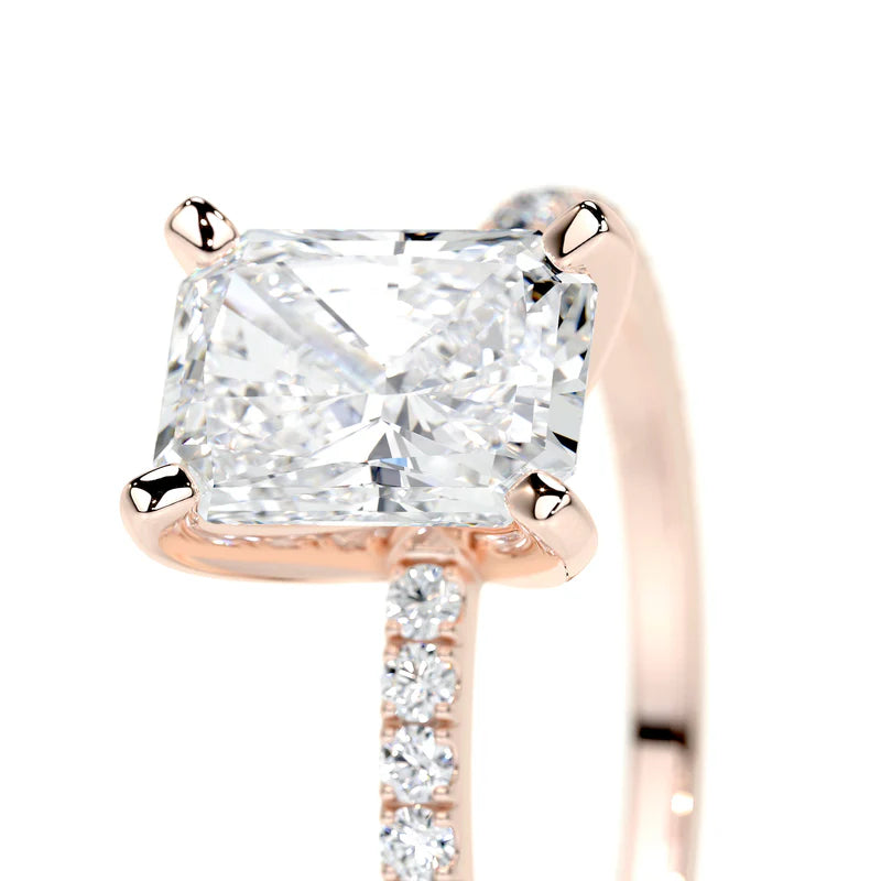 Rose :: modern radiant pavé lab grown diamond engagement ring bridal jewelry