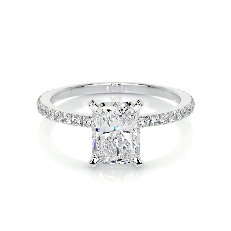 White :: Velinora radiant pavé lab grown diamond engagement ring IGI certified