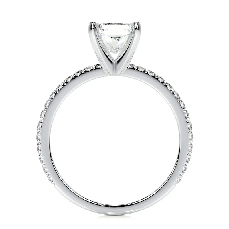 White :: IGI certified radiant lab diamond pavé engagement ring elegant bridal jewelry