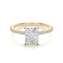 Yellow :: elegant radiant cut lab grown diamond pavé ring timeless engagement design