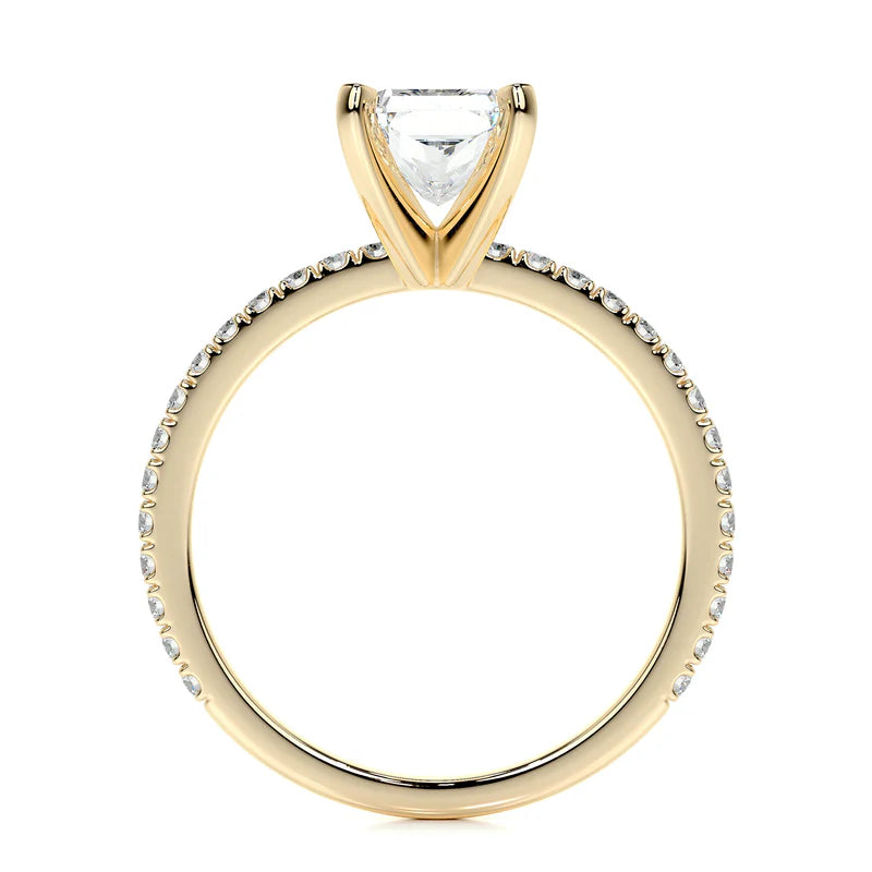 Yellow :: fine jewelry radiant lab grown diamond pavé engagement ring women ring
