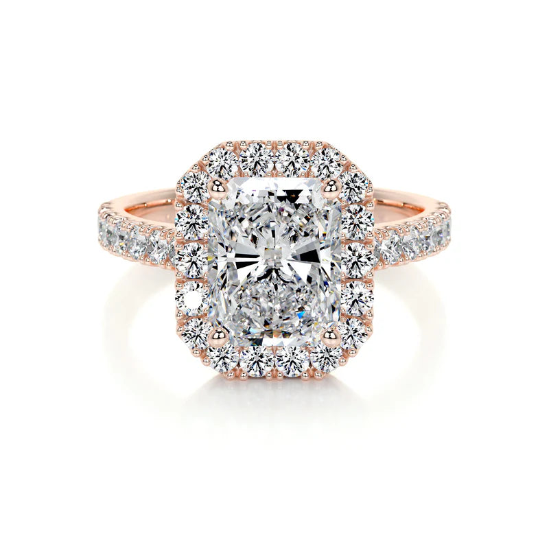 Rose :: elegant halo lab grown diamond engagement ring timeless design