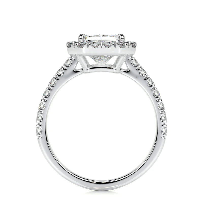 White :: IGI certified lab diamond halo engagement ring fine jewelry bridal ring
