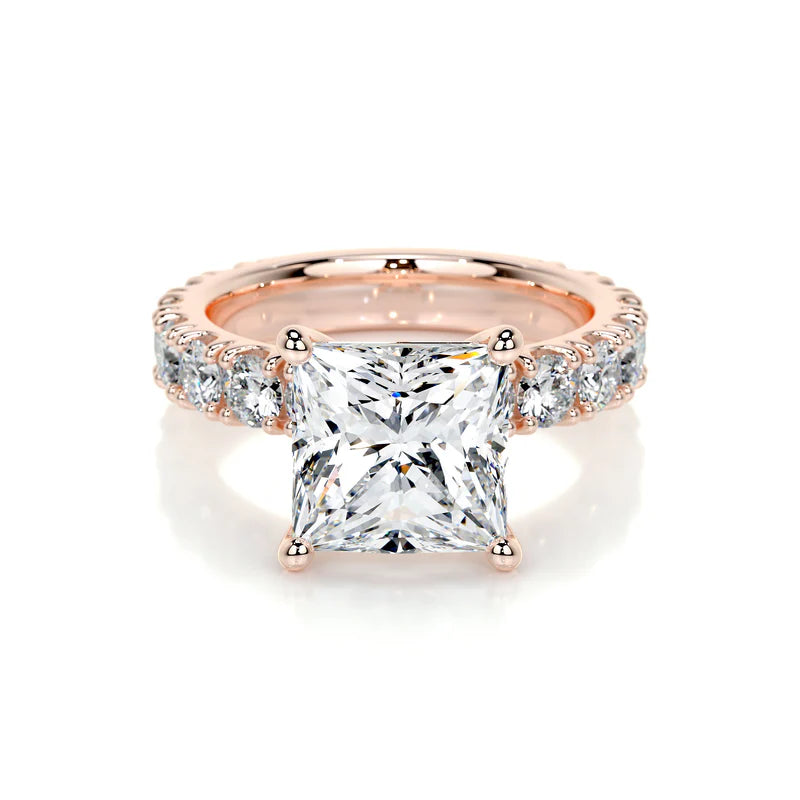 Rose :: luxury princess lab diamond pavé engagement ring fine jewelry bridal ring