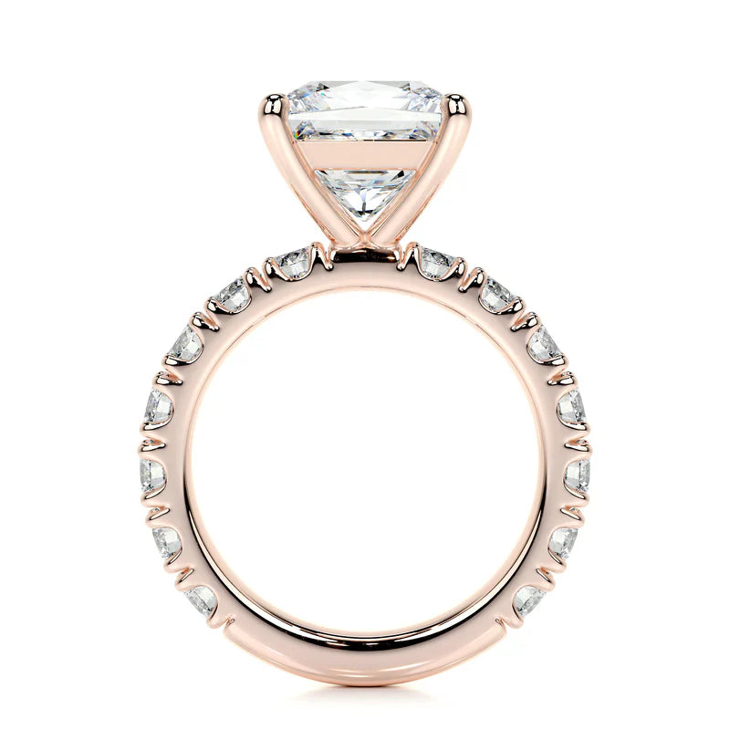 Rose :: princess lab grown diamond engagement ring with pavé band brilliance