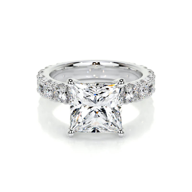 White :: Lunavique princess pavé lab grown diamond engagement ring IGI certified