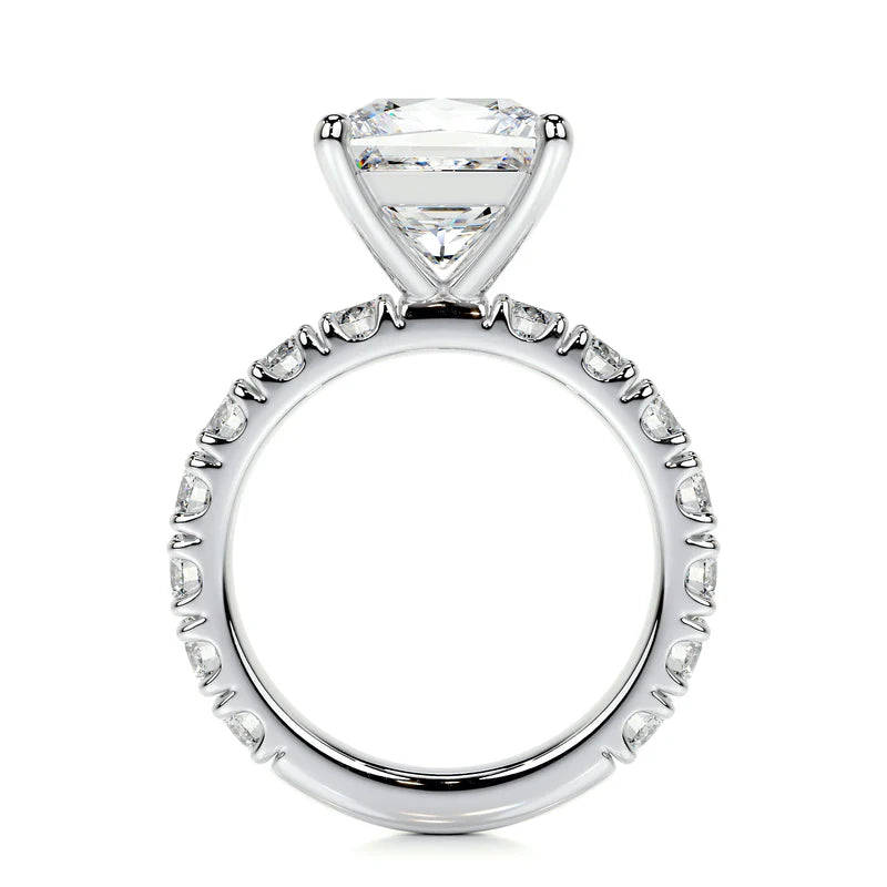 White :: IGI certified princess lab diamond pavé engagement ring luxury bridal ring