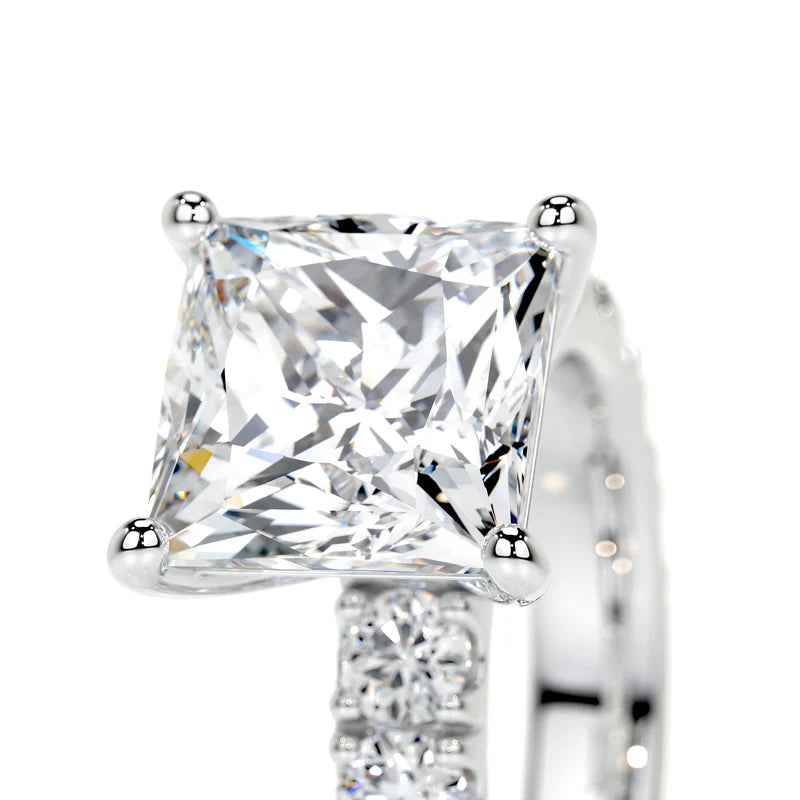 White :: Lunavique princess cut pavé lab grown diamond ring elegant engagement design
