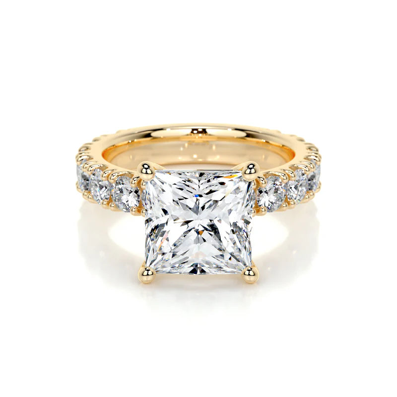 Yellow :: elegant princess cut lab grown diamond pavé ring timeless engagement design