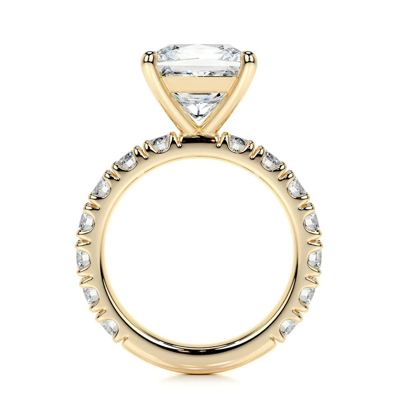 Yellow :: fine jewelry princess lab grown diamond pavé engagement ring women ring