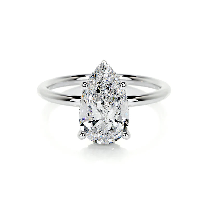 White :: Zenviquea pear hidden halo lab grown diamond engagement ring IGI certified