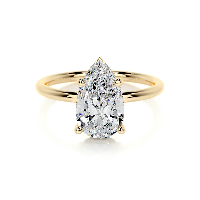 Yellow :: handcrafted pear hidden halo lab diamond engagement ring luxury fine jewelry