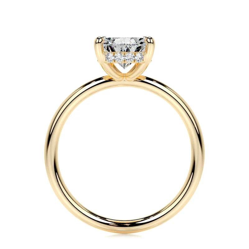 Yellow :: women’s pear cut lab diamond hidden halo engagement ring Yellow gold band