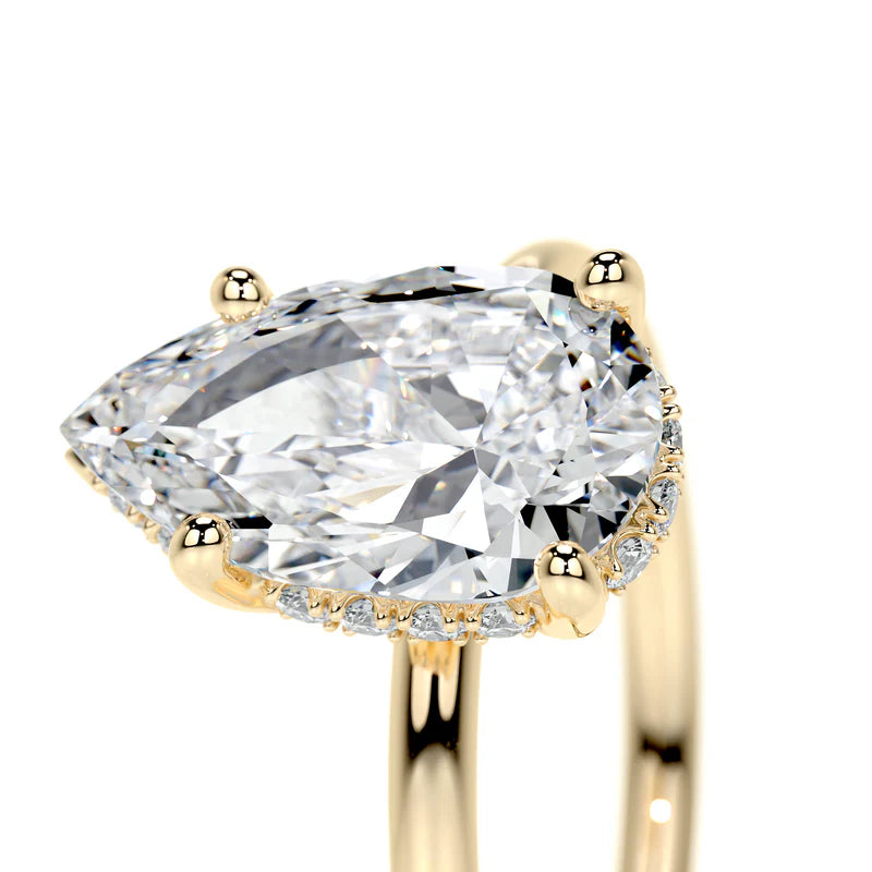 Yellow :: luxury Zenviquea pear lab diamond hidden halo engagement ring bridal