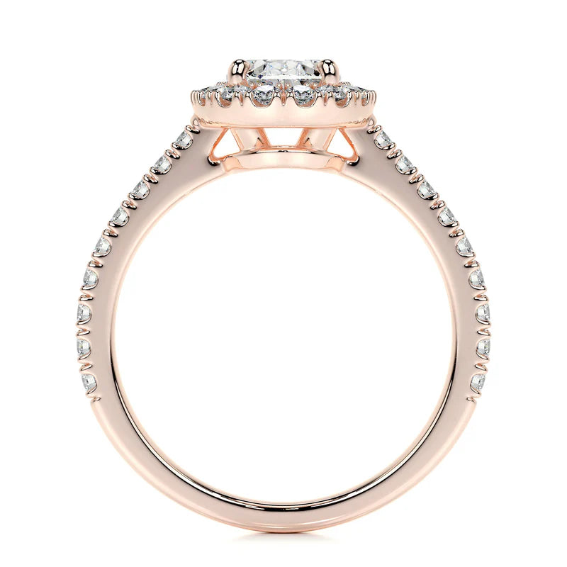 Rose :: modern oval halo lab grown diamond engagement ring bridal jewelry